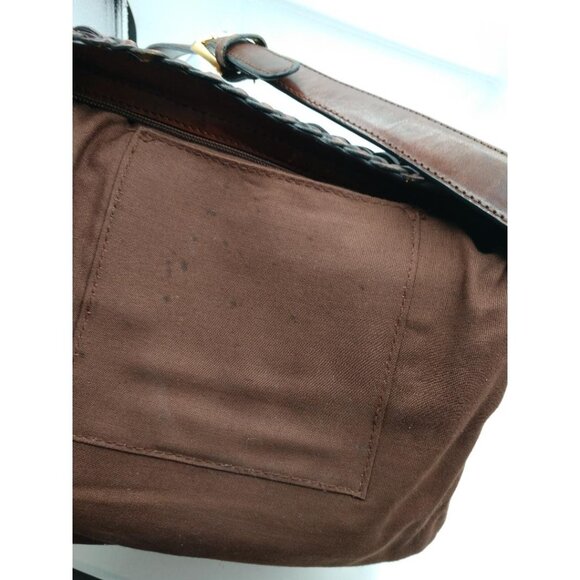 Talbots Brown Woven Leather Crossbody Bag With Adjustable Strap & Gold Hardware - Picture 7 of 10